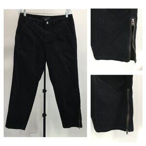 SANCTUARY x Anthropologie Logo Hardware Black Velvet/Velour Feel Zip Ankle Jeans